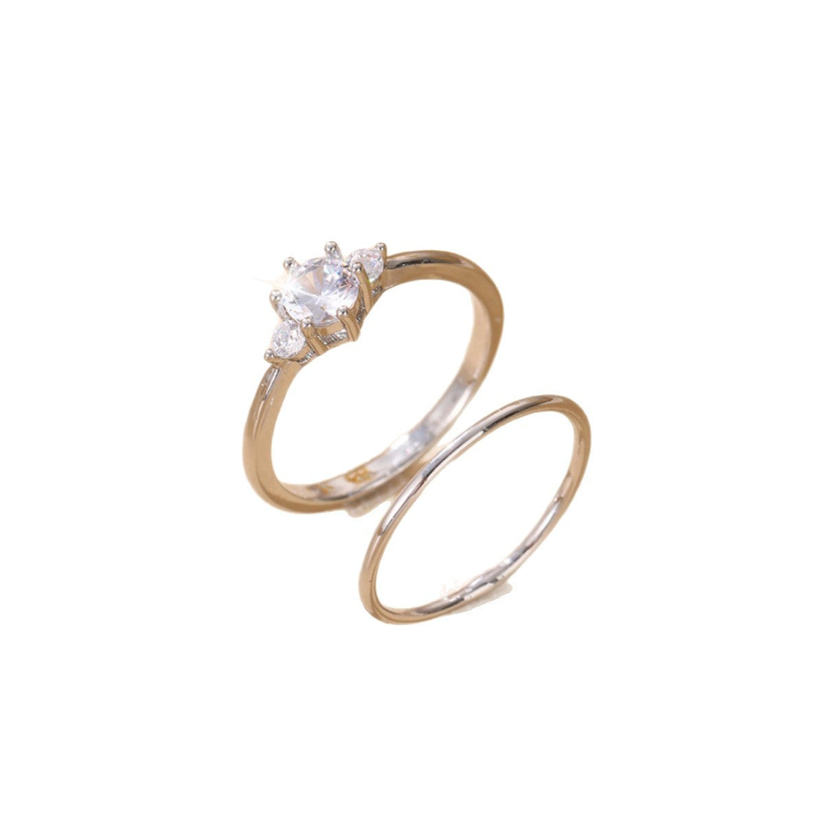 Wholesale  two-piece set copper inlaid shiny zircon ring