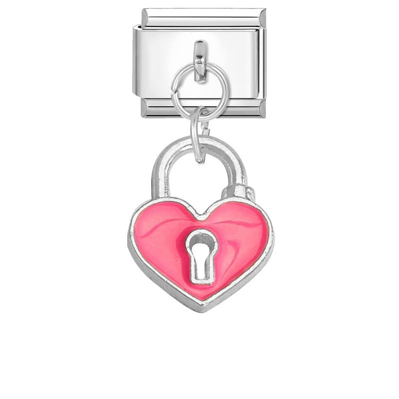 Wholesale  Italian Charm Bracelet 9mm DIY Pink Pendant Creative Stainless Steel Composable Bracelet