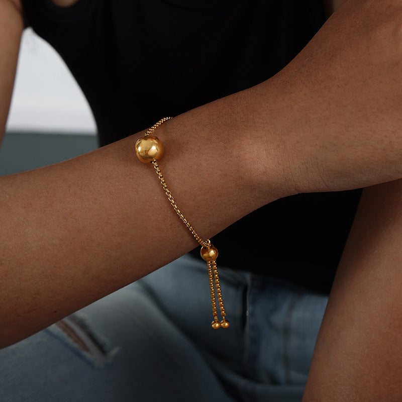 Wholesale Glossy Steel Ball Pendant Titanium Steel Gold Plated Jewelry Set Necklaces ACC-NE-Fangt003