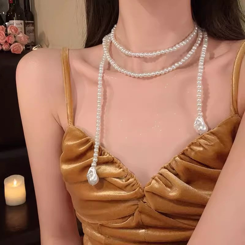 Wholesale Vintage Long Sweater Chain Multi-layer Pearl Necklace ACC-NE-Miaosi016