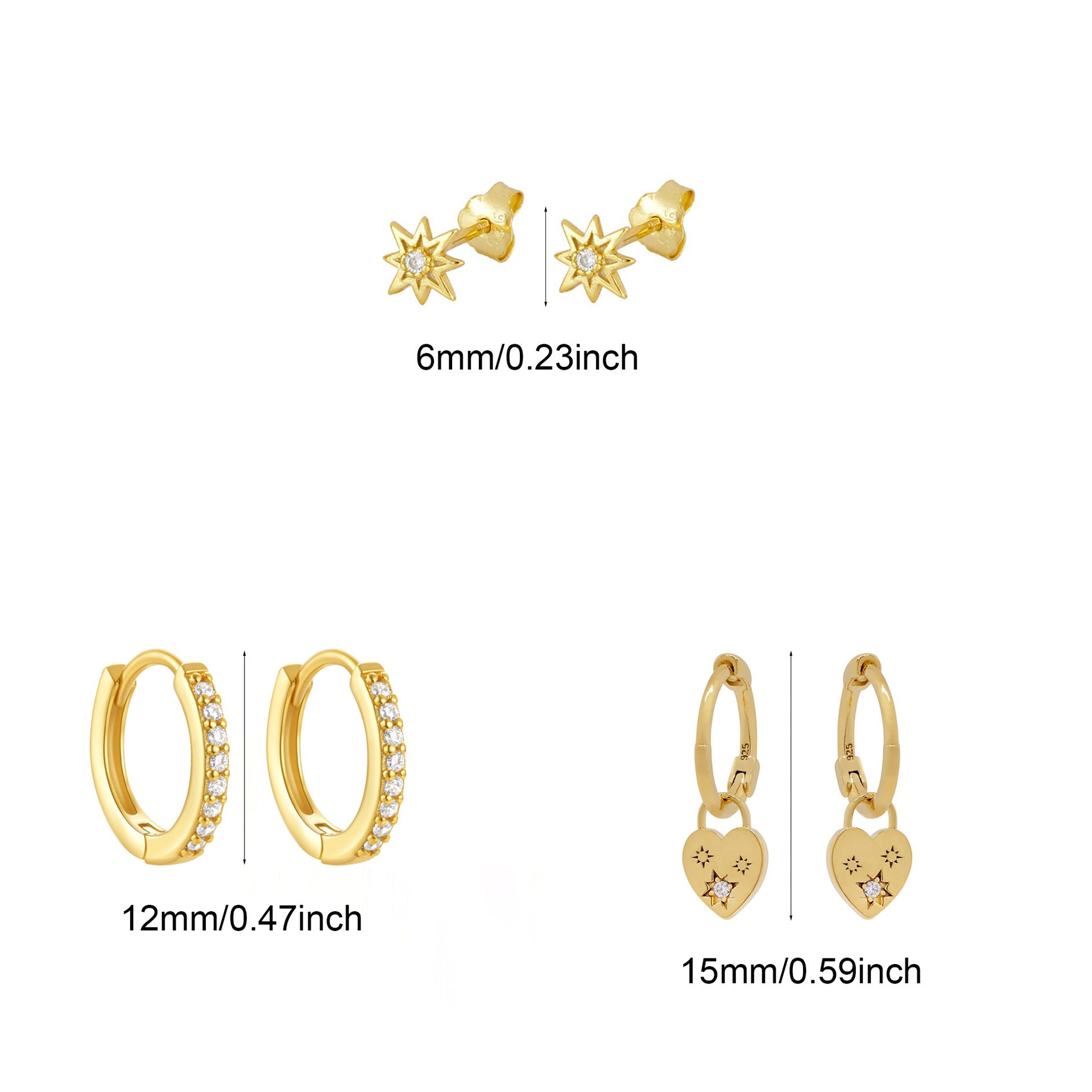 Wholesale European Style Zircon Flower Heart Earrings Set