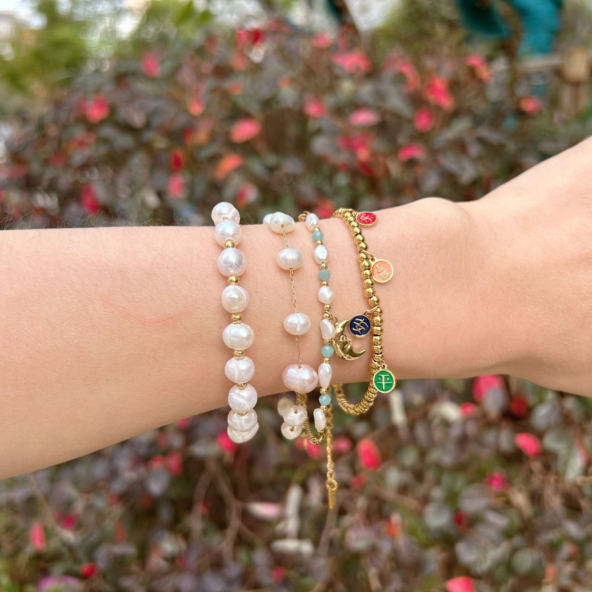 Wholesale stainless steel pearl natural stone bracelet jewelry