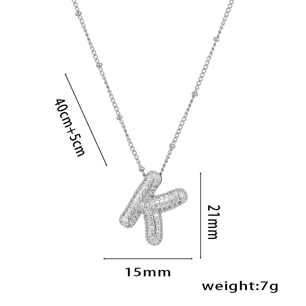 Wholesale Micro-Inlaid Zirconia Letter Pendant Necklace ACC-NE-KuCai012