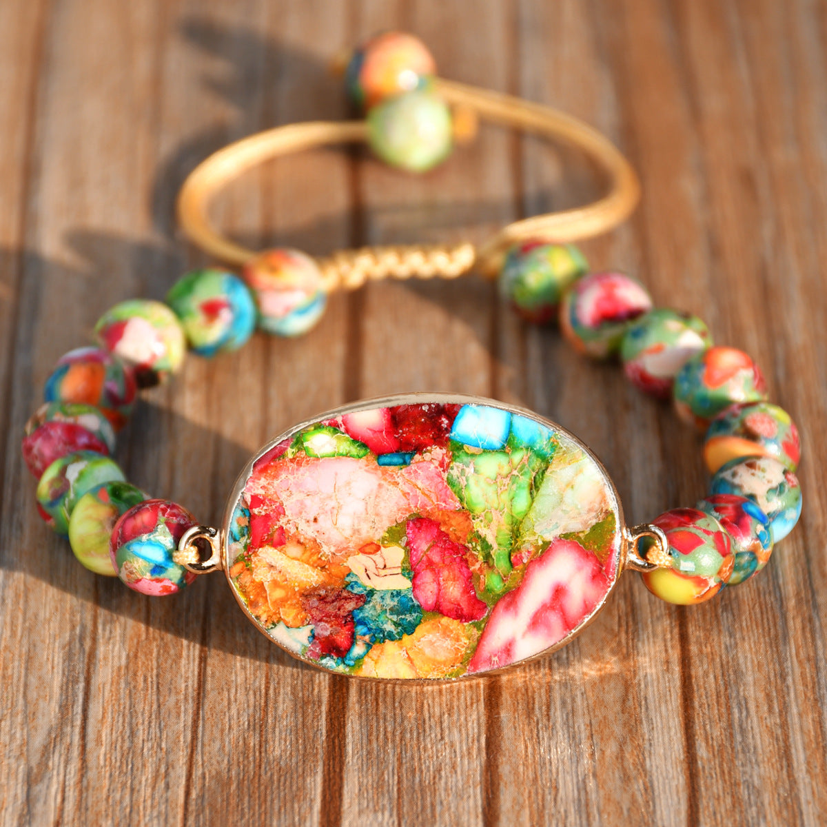 Wholesale Handmade Colorful Emperor Stone Bead Bracelet Set for Women Layered Jewelry Accessory