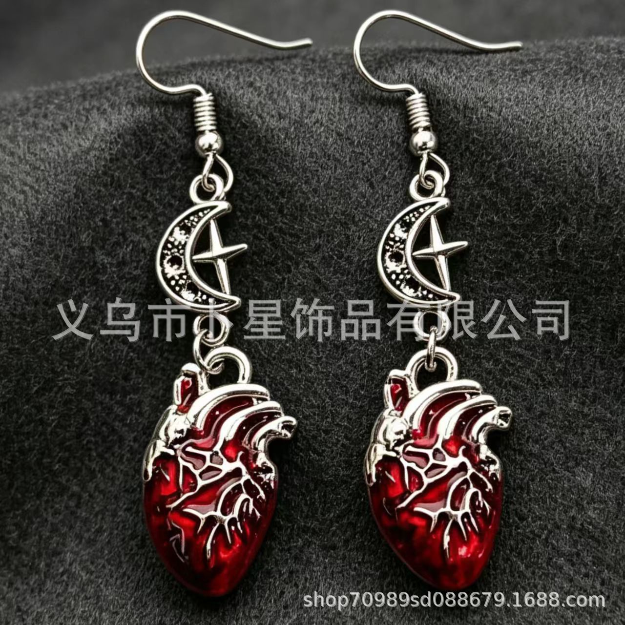Wholesale Alloy Gothic Heart Earrings and Necklace Set - Trendy Fashion Accessory for Party or Everyday Wear