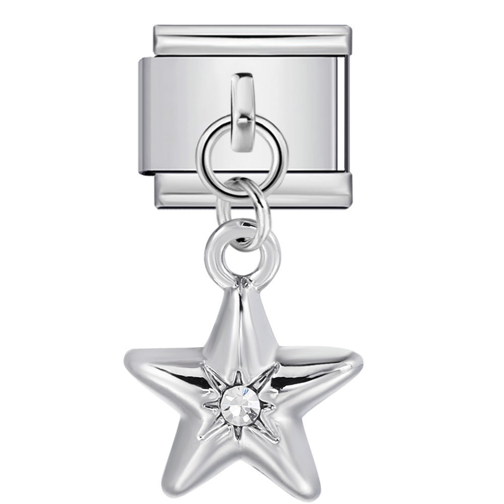 Wholesale 5pcs Italian Charm Bracelet 9mm DIY Splicing Cute Creative Pendant Stainless Steel Composable Bracelet