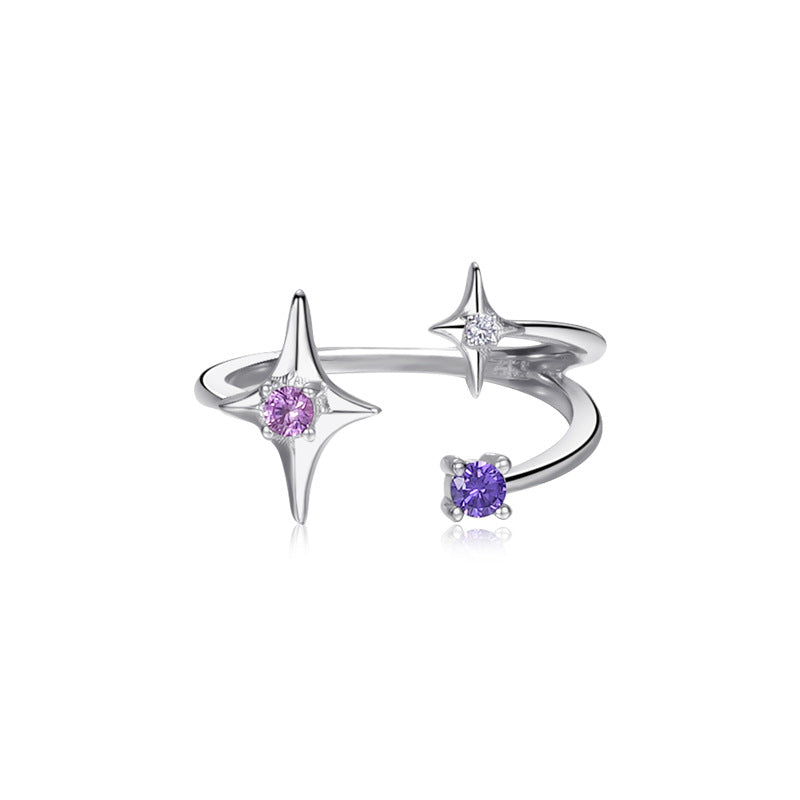 Wholesale 925 sterling silver colored zircon  star ring