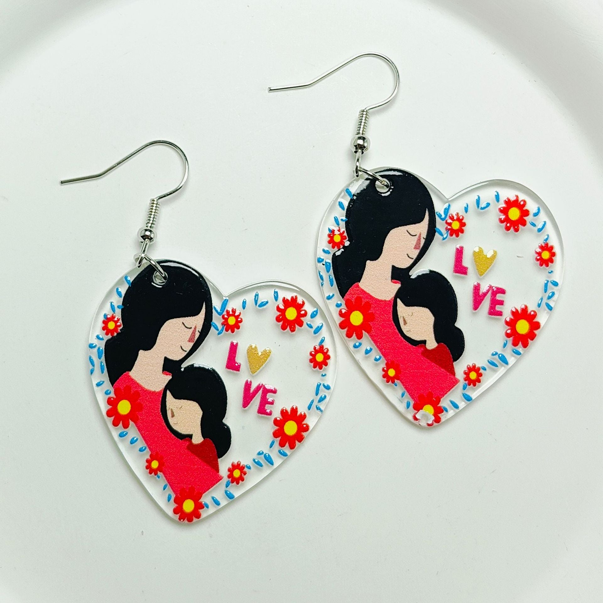 Wholesale Mother's Day Love Acrylic Sheet Letter Earrings ACC-ES-Qiyu007