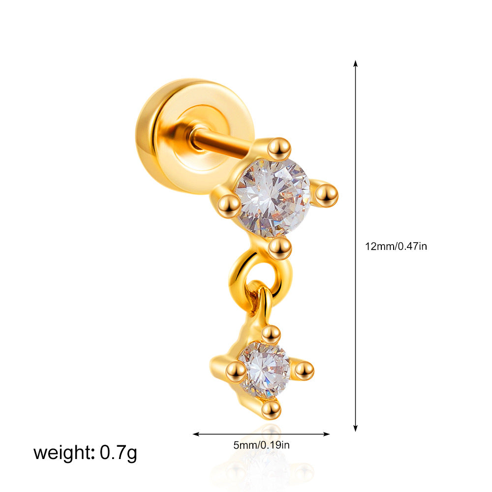 Wholesale Stainless steel 18K gold zircon titanium steel mini stud earrings