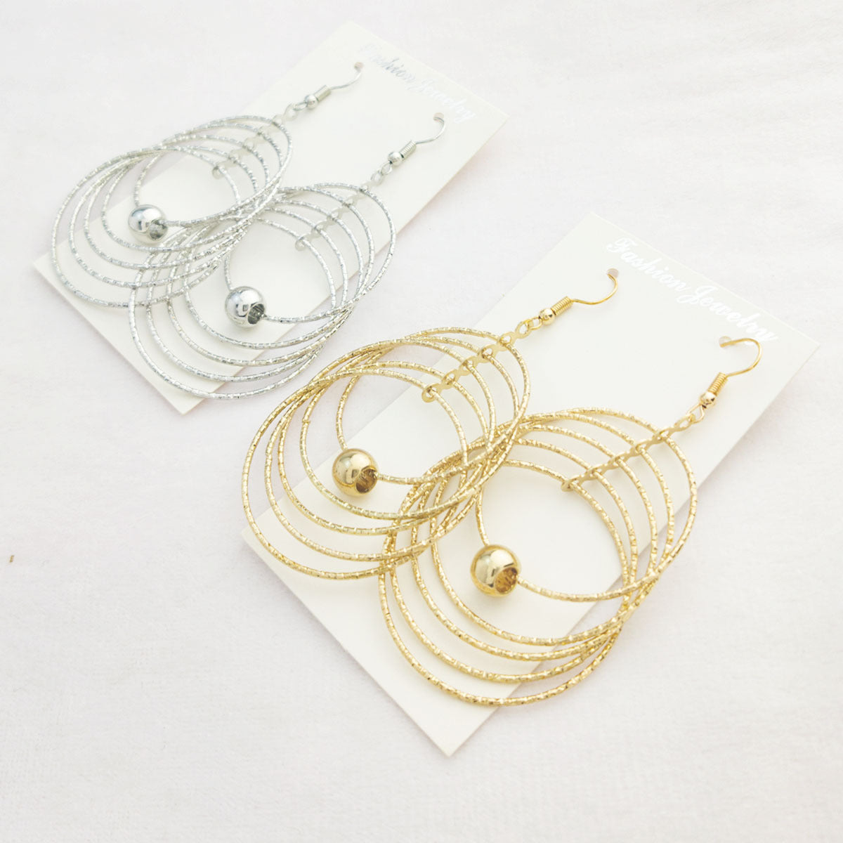 Wholesale Geometric Multi Layer Circle Earrings For Women Gold Round Bead Drop Earrings Party Gift Fashion Jewelry Accessory For Boutique Resale