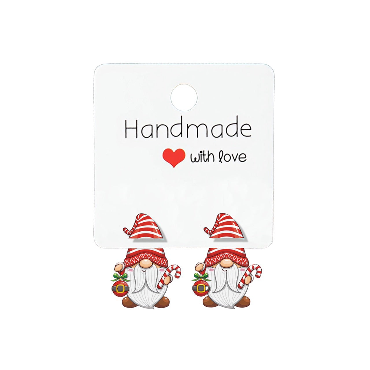 Wholesale Christmas-themed acrylic front and back printed Santa earrings