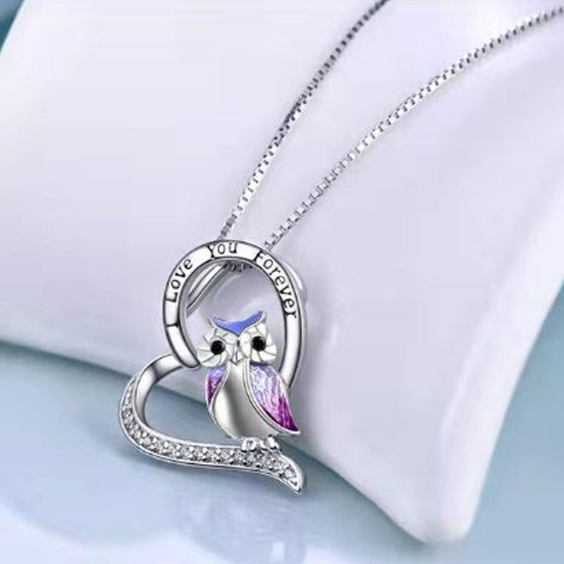 Wholesale Alloy Diamond Owl Necklace