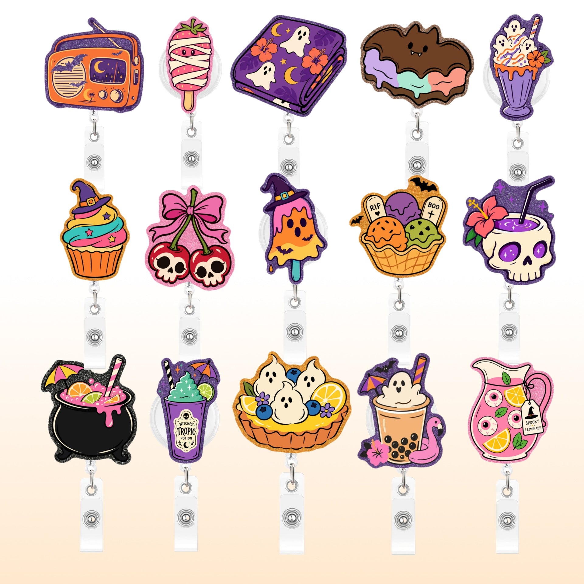 Wholesale  Dessert Acrylic Retractable Badge Reel Fun Creative ID Card Holder Pendant Decorative Accessory For Boutique Resale