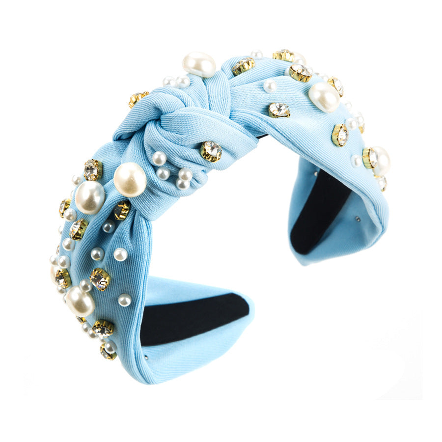Wholesale Wide Edged Pearl Knot Hair Bands ACC-HD-HM014