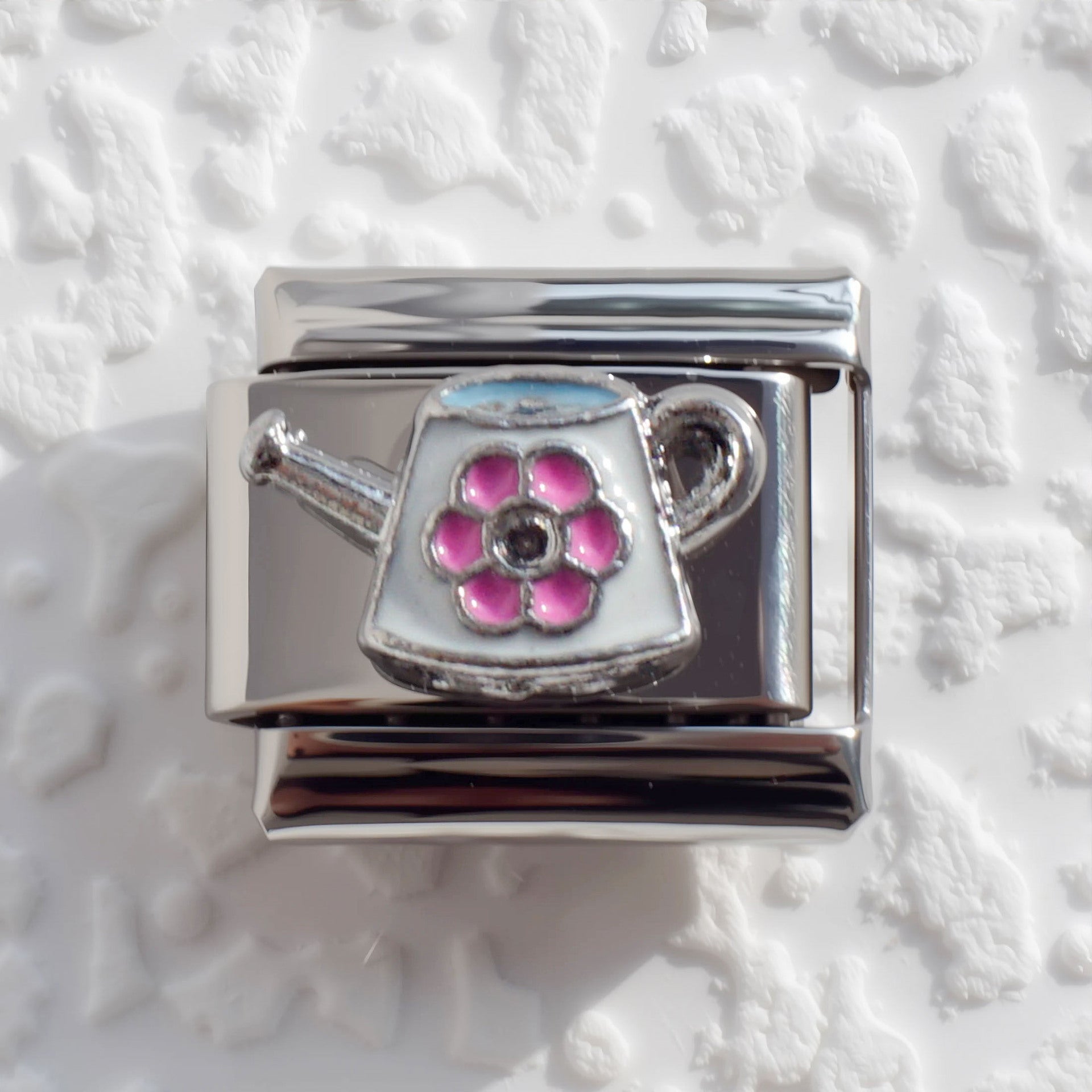 Wholesale 5pcs/pack Makeup &  Accessories Enamel Italian Charms Single Section Creative Stainless Steel Composable Bracelet