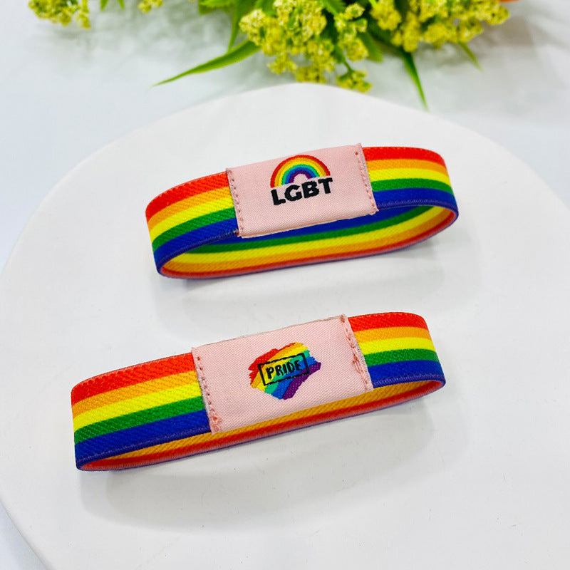 Wholesale LGBT Rainbow Elastic Band Six Color Bracelets ACC-BT-Guangg002