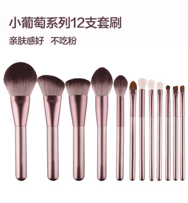 Wholesale 12pcs/set Cangzhou Soft-haired Small Grape Makeup Brush Set ACC-MB-Feim005