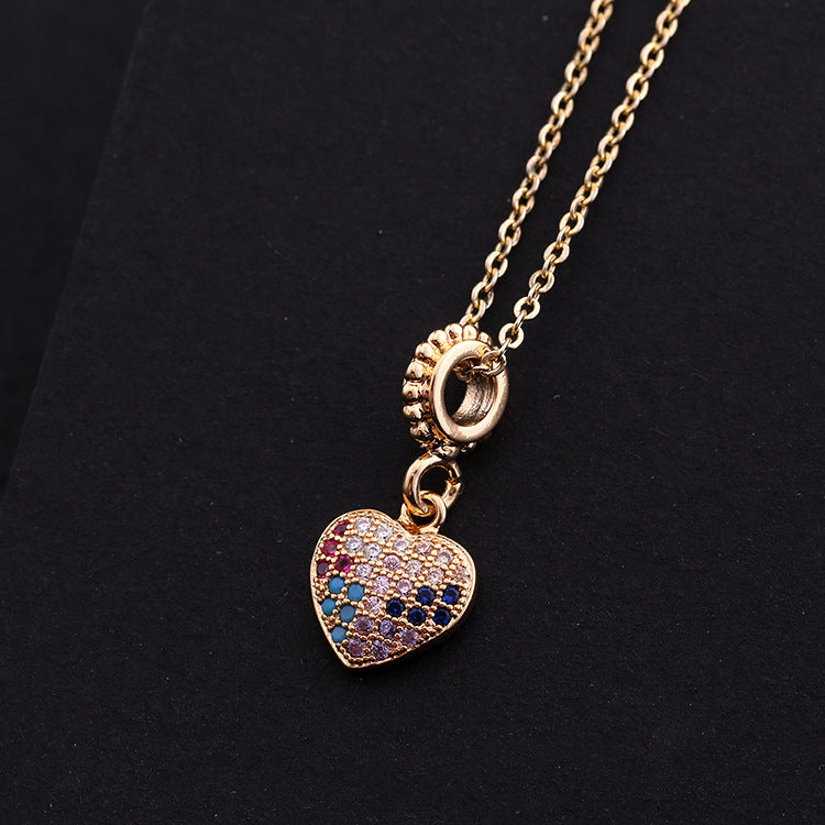 Wholesale Heart Micro Inlaid Colorful Zircon Clavicle Necklaces Choker Necklace ACC-NE-SY013
