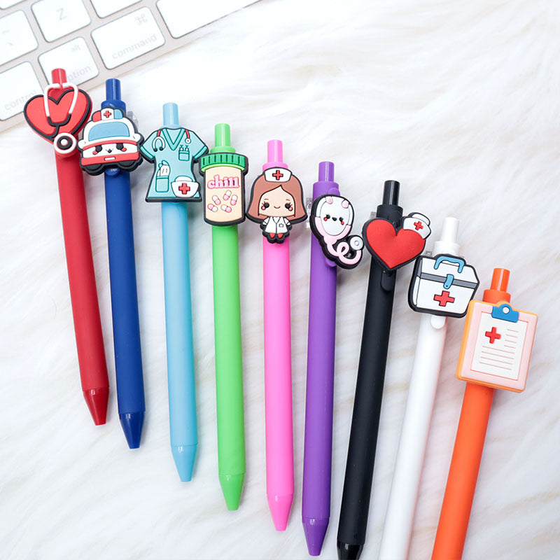 Wholesale  Cartoon PVC Creative Solid Color Doctor Medical 0.5 Pen Press Gel Pen