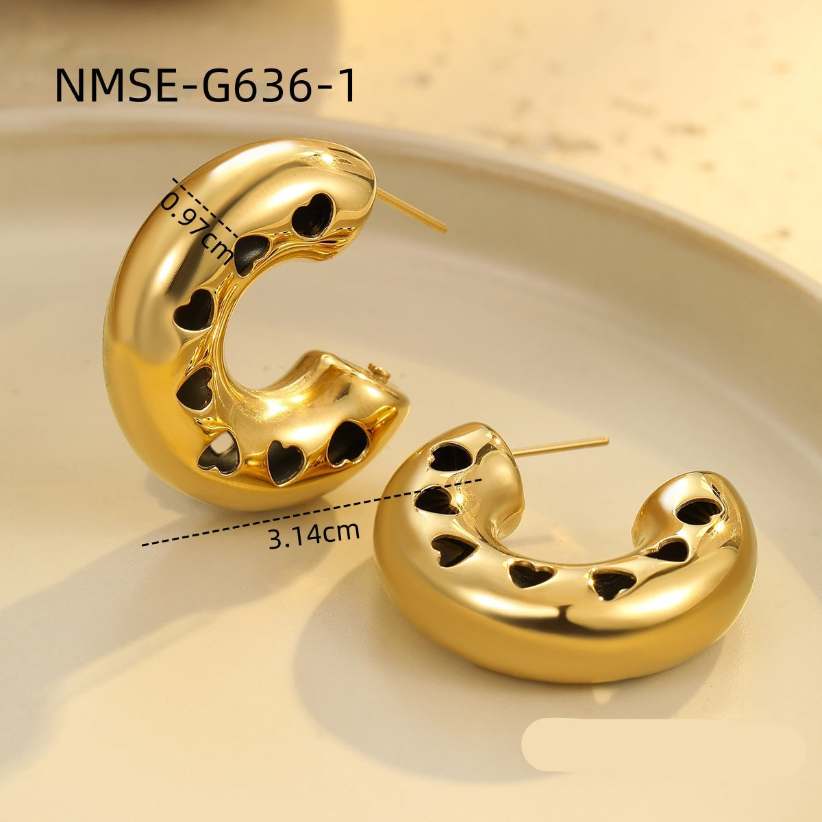 Wholesale  18K gold water drop texture stainless steel irregular earrings