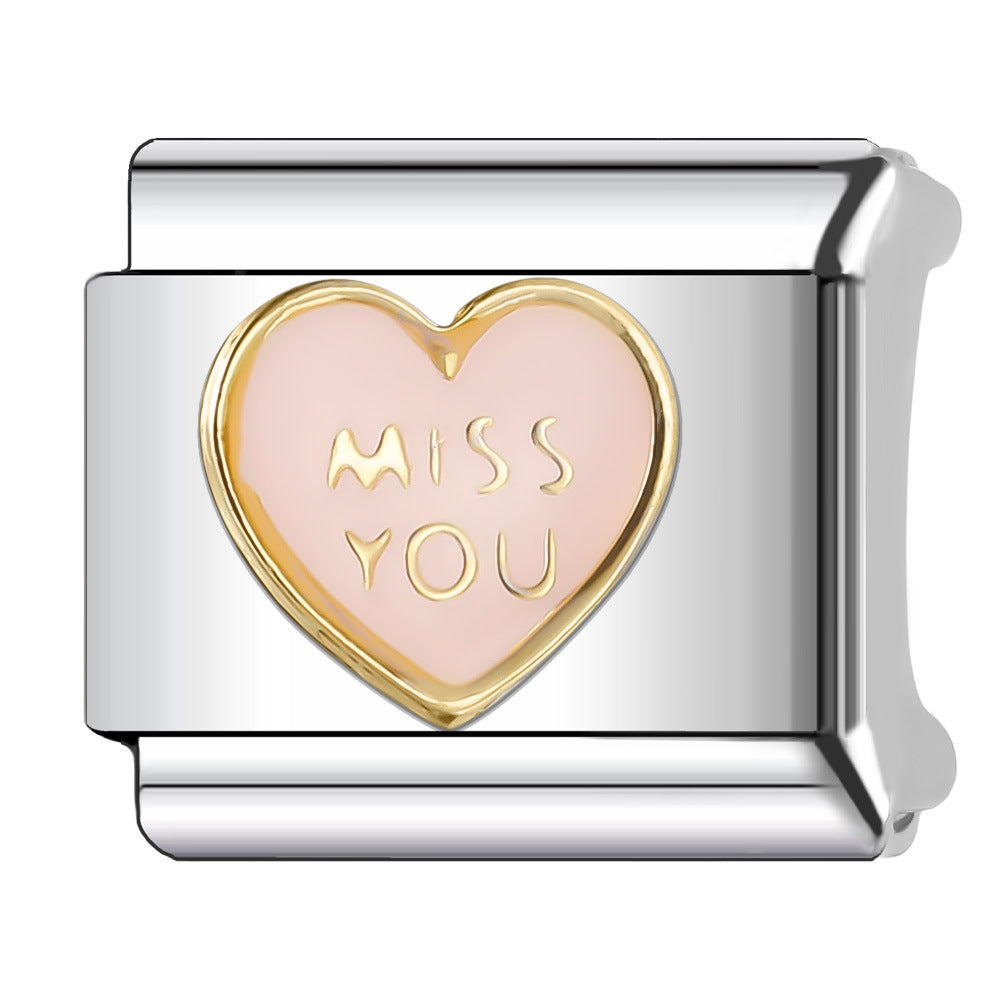 Wholesale Italian Charm Bracelet 9mm DIY Splicing Red Series Stainless Steel Composable Bracelet