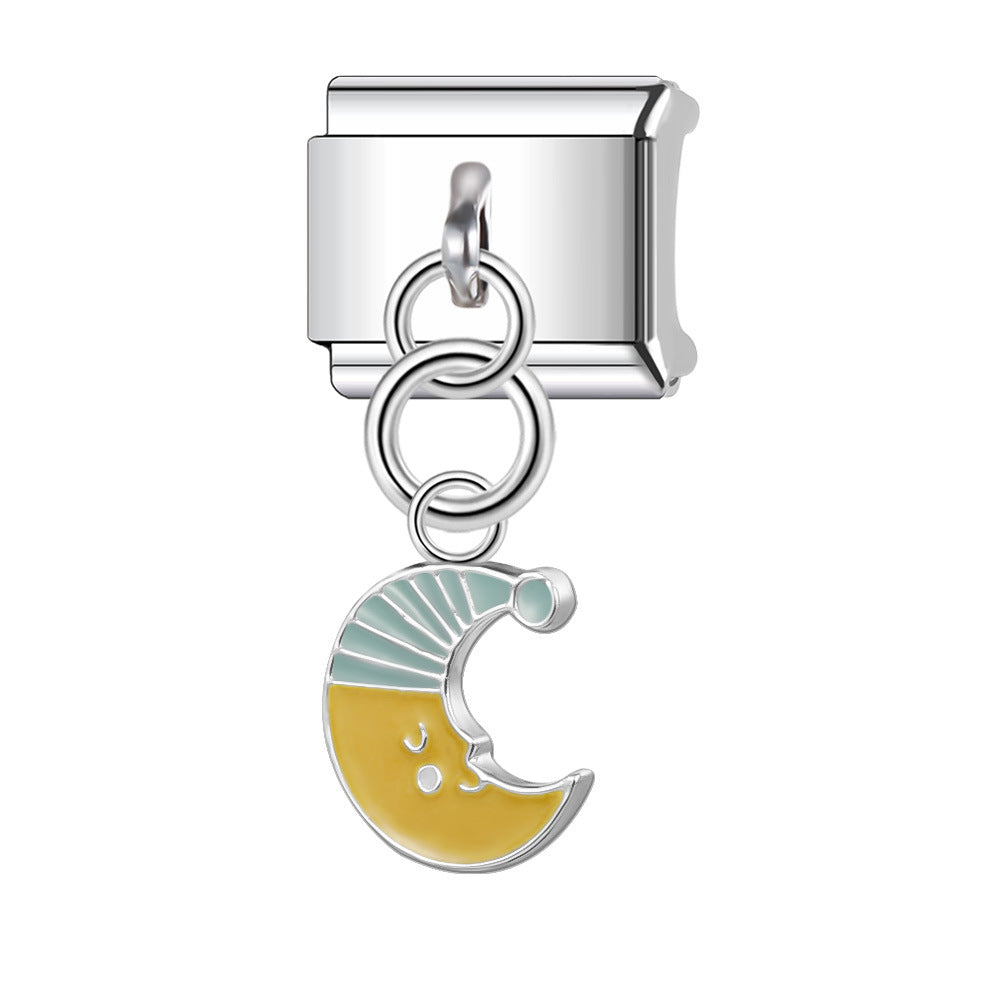 Wholesale Italian Charm Bracelet 9mm DIY Splicing Star Moon Series Stainless Steel Composable Bracelet