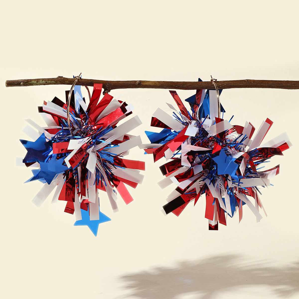 Wholesale U.S. National Day Independence Day Red White Blue Shiny Plastic Earrings