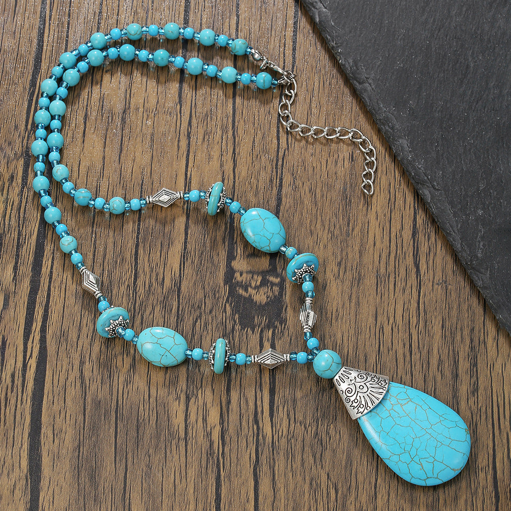 Wholesale turquoise necklace surfing punk necklace niche design hip-hop necklace