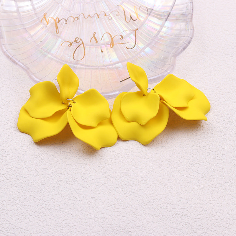 Wholesale Bohemian Style Petal Tassel Acrylic Earrings Pleated Candy Color Earrings