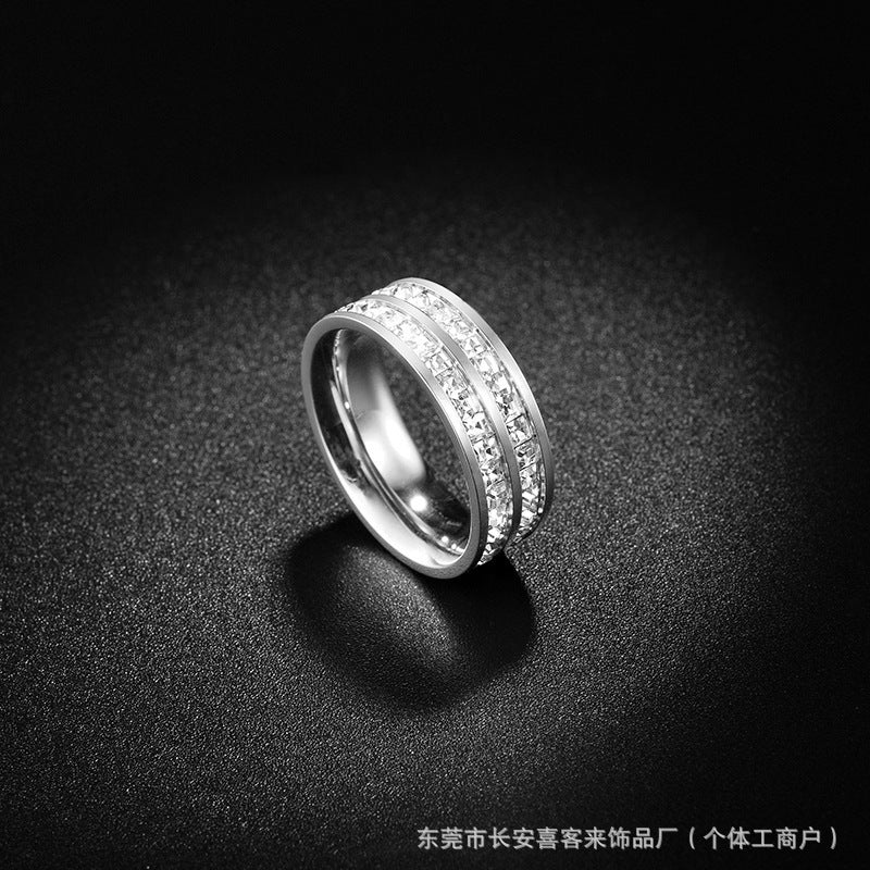 Wholesale Titanium Steel Full Diamond Star Rings ACC-RS-XKL001