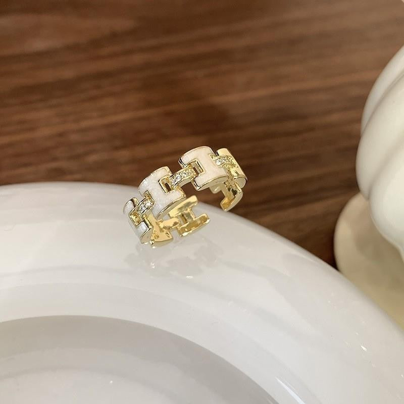 Wholesale Enamel Drip Butterfly Ring Mother-of-pearl Diamond Open Ring ACC-RS-Yues001