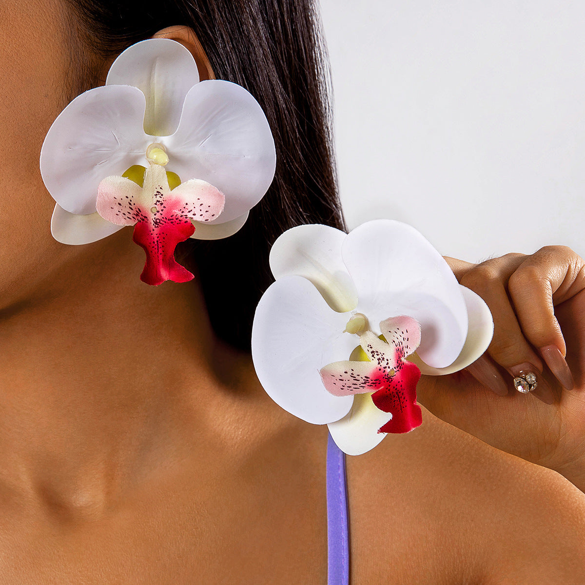 Wholesale three-dimensional color big butterfly orchid earrings