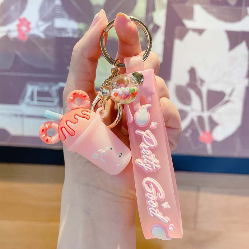 Wholesale Cute Ice Cream Keychain PVC Pendant Fashion Accessory Gift for Girlfriend Car Ornament