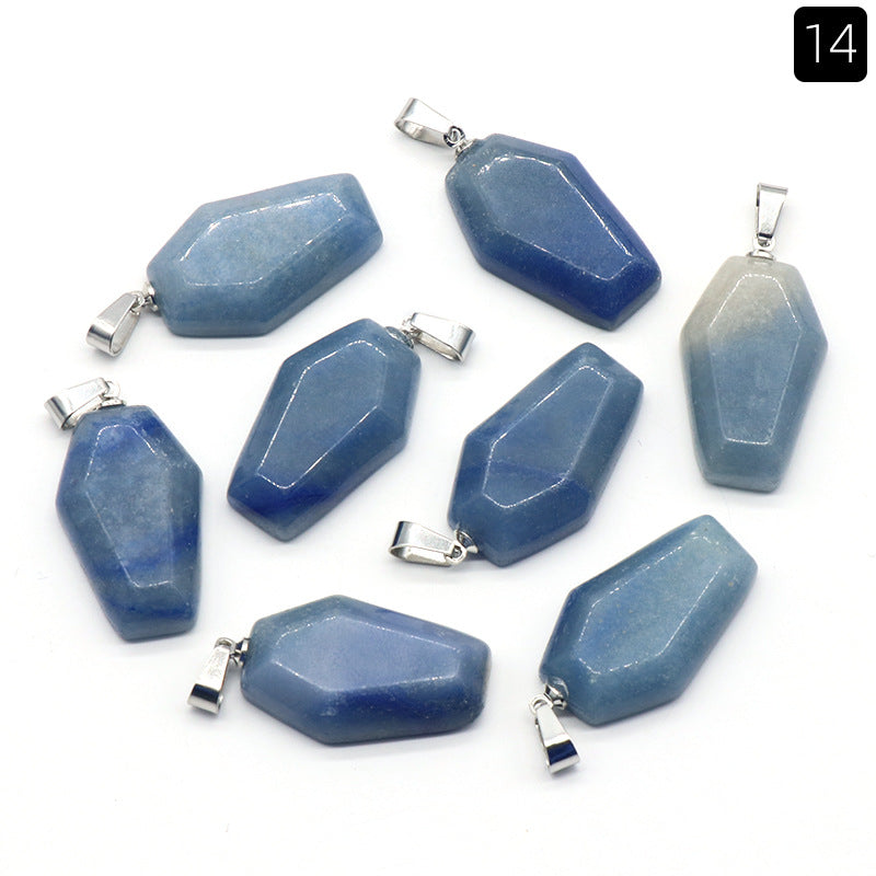 Wholesale Mini Coffin Board Natural Crystal Stone Coffin Board Necklace Pendant ACC-PT-KeSuo004