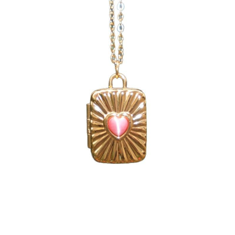 Wholesale stainless steel couple book engraved DIY opening and closing album love letter clavicle necklace