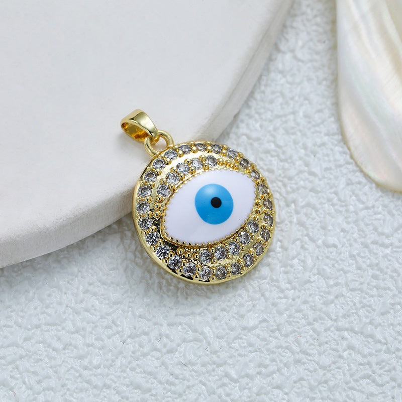 Wholesale Gold Plated Copper Eye Pendant Necklace with Zircon - Trendy Jewelry Accessory for Women