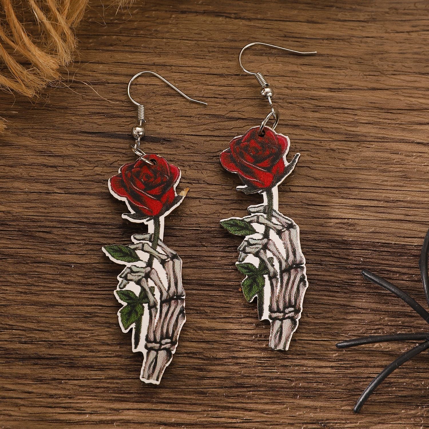 Wholesale Wooden  Gothic Earrings with Skeleton Pumpkin Ghost Pendants – Party Wear