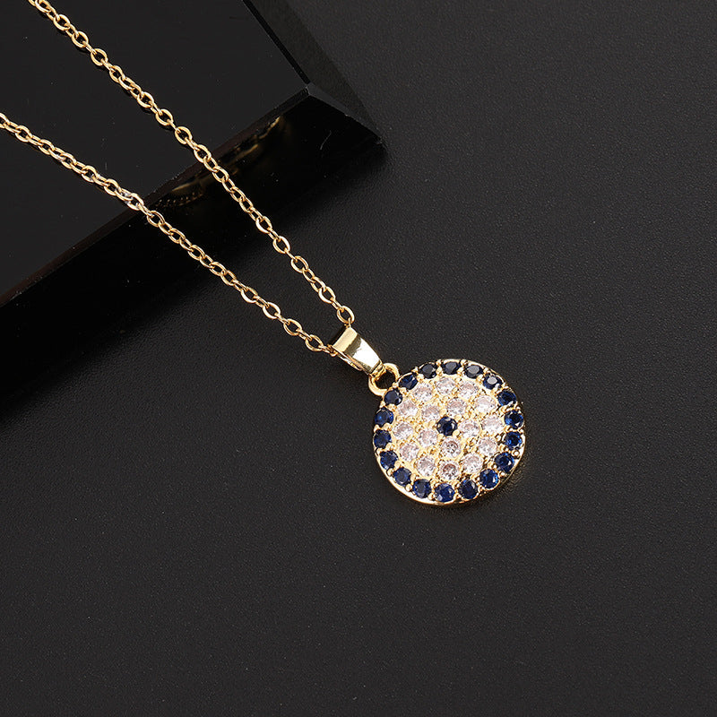 Wholesale Trendy Evil Eye Choker Necklace Gold Plated Copper Turkish Blue Pendant Geometric Design Gift And Everyday Jewelry Accessory For Boutique Resale