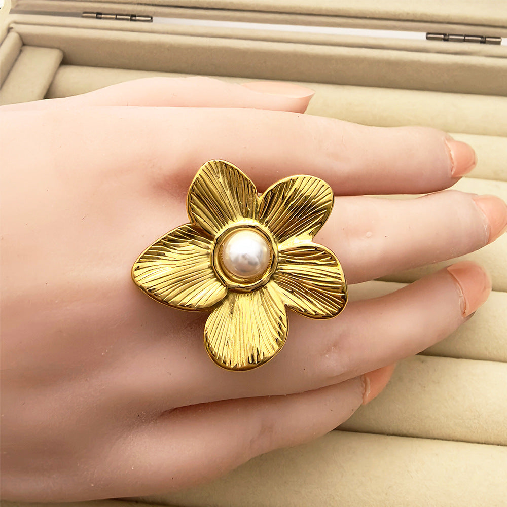 Wholesale Stainless steel  Large Flower and Leaf Rings