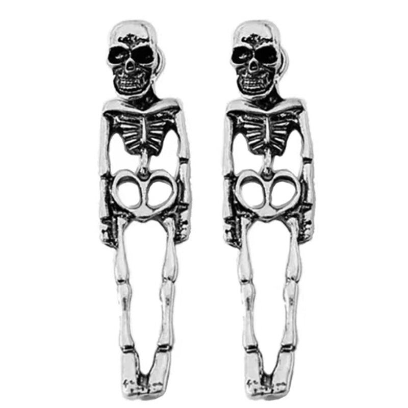 Wholesale Halloween skull skeleton simulation human skeleton detachable stud earrings