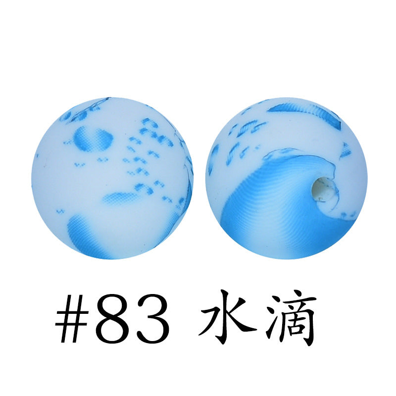 Wholesale 50pcs 15mm Western Style Leopard Skull Color Aztec Printed Silicone Balls Beads ACC-BDS-HeSheng009