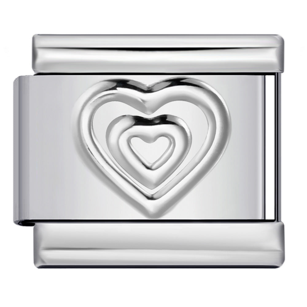 Wholesale  Italian modularHeart-shaped colorful oil-drop bracelet