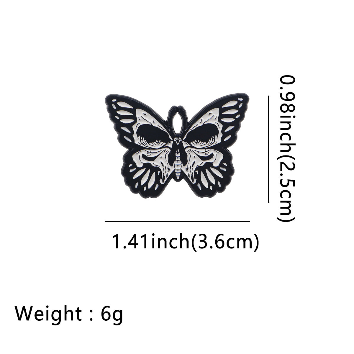 Wholesale 5pcs Alloy black and white letter skull butterfly brooch badge