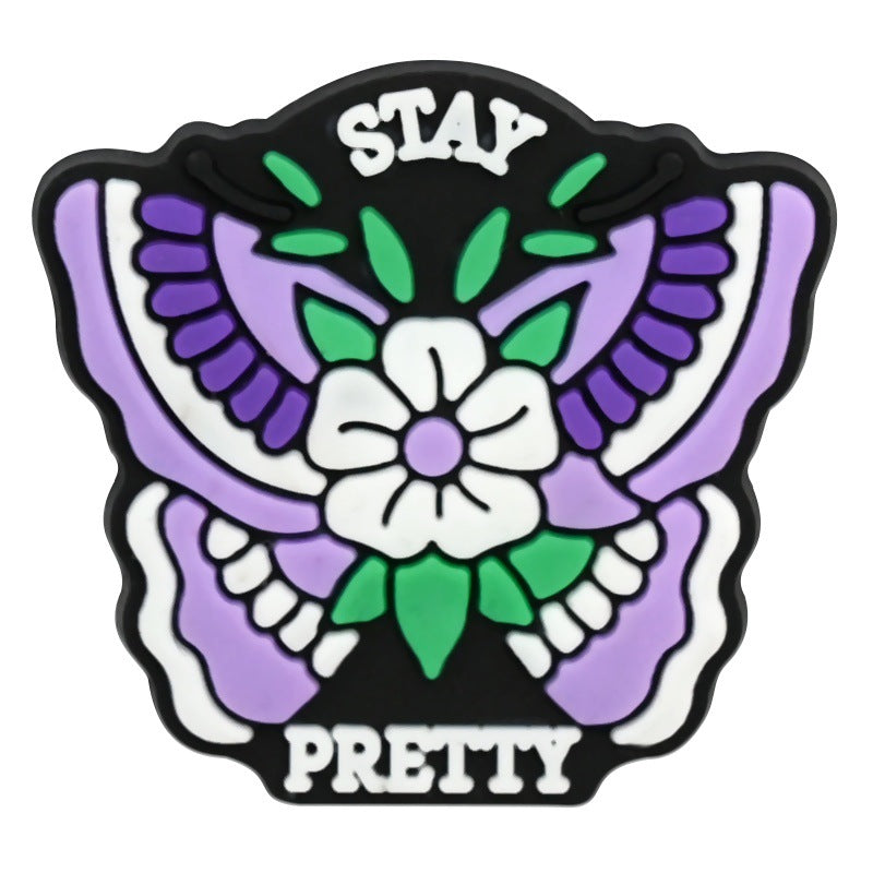 Wholesale random 100pcs Cross-border cartoon  trendy shoes and accessories PVC soft rubber detachable perforated shoes shoe flowers shoe buckles decorative buckles in stock