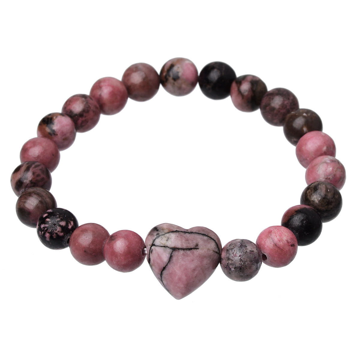 Wholesale Heart Shape Amethyst Beaded Bracelet Handmade Unisex Travel Gift Jewelry Accessory