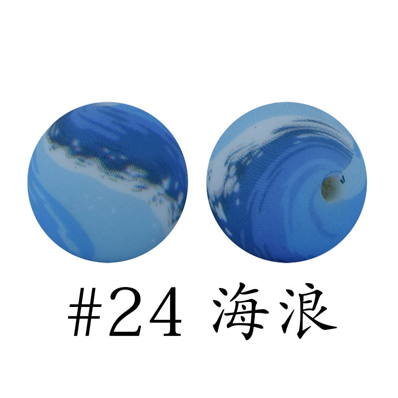 Wholesale 50pcs Western Style Leopard Skull Color Aztec Printed Silicone Balls Beads ACC-BDS-HeSheng007