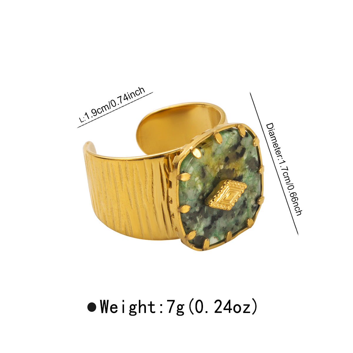 Wholesale Stainless Steel Vintage Ethnic Style Turquoise Natural Stone Shell Opening Ring