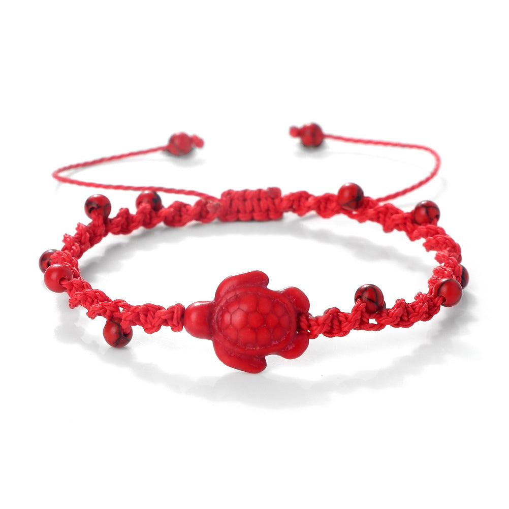 Wholesale Bohemian Ocean Design Turquoise Turtle Woven Bracelet - Adjustable Unisex Fashion Accessory Gift