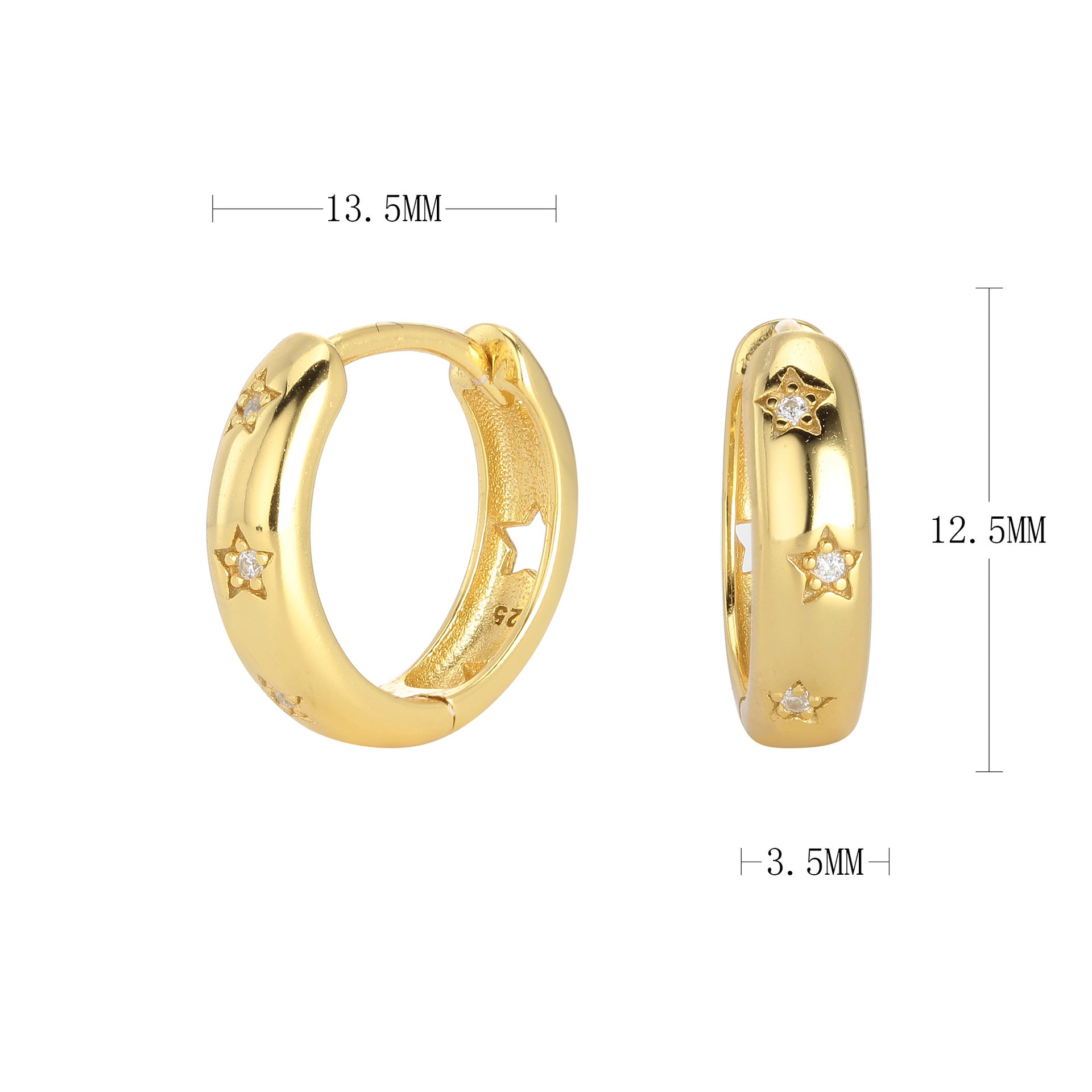 Wholesale S925 Sterling Silver Earrings Micro-inlaid Stone Star Hollow Earrings ACC-ES-HRB002