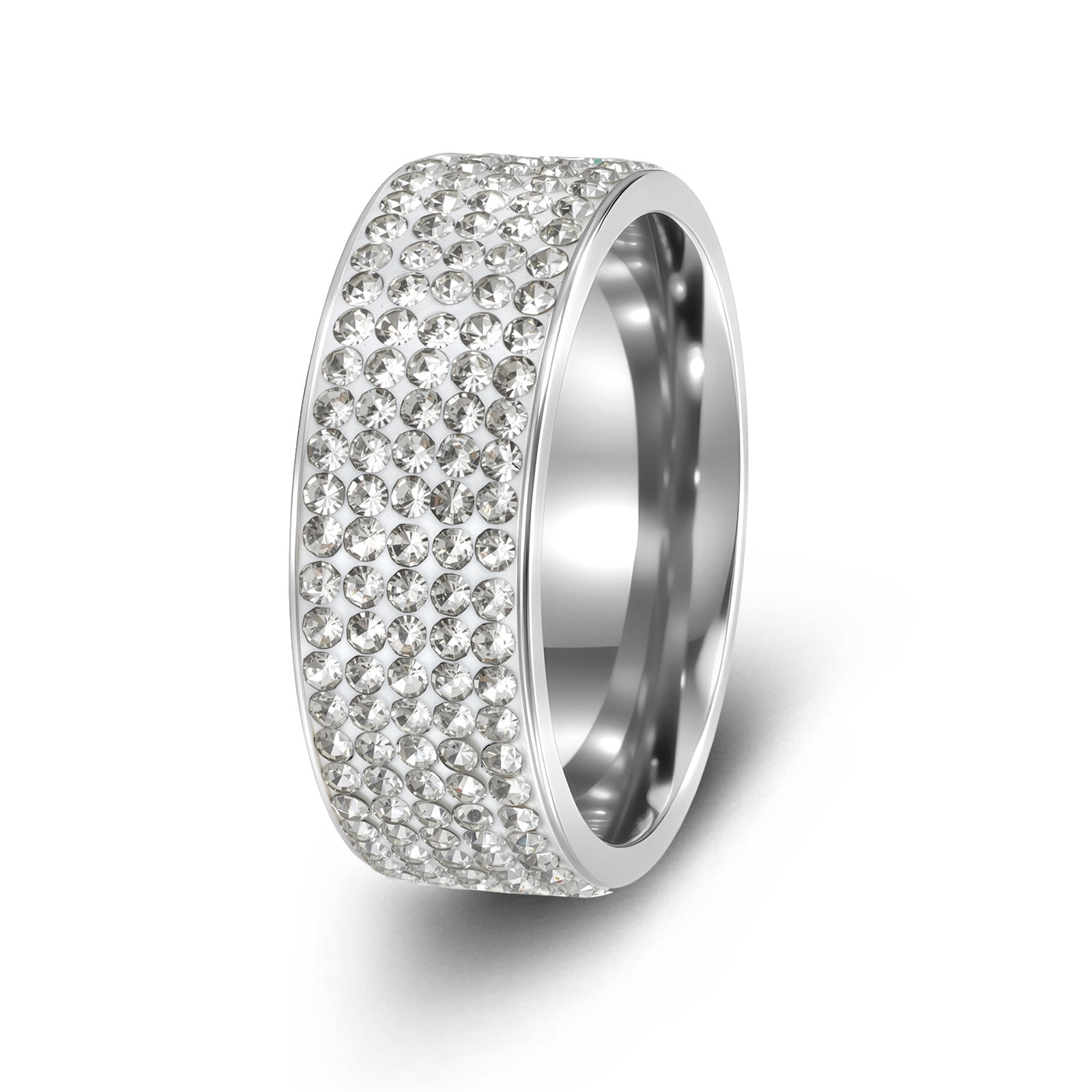 Wholesale European Style Stainless Steel Electroplated Five-Row Ring for Women - Fashion Jewelry Accessory